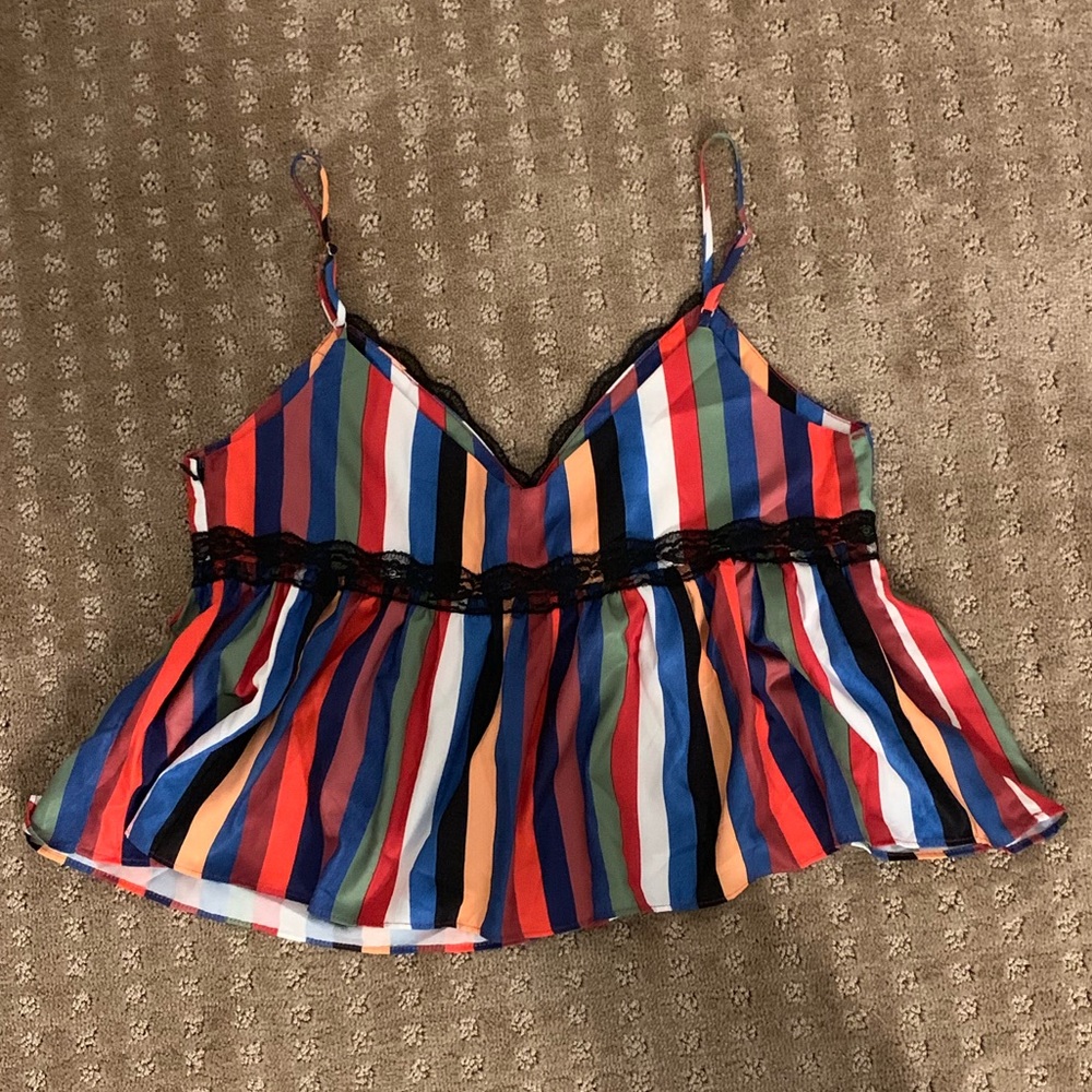Tea & Cup- Multi-Colored Striped Tank - Picture 2 of 3